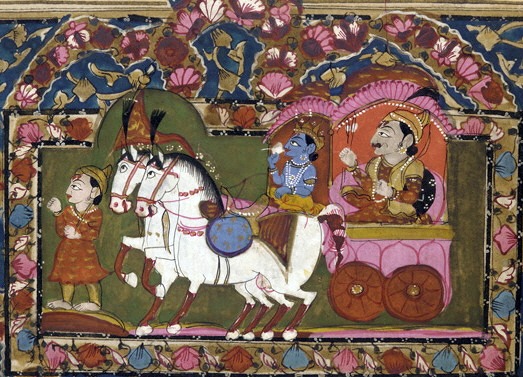 Krishna and Arjuna on the chariot — 18th–19th-century painting